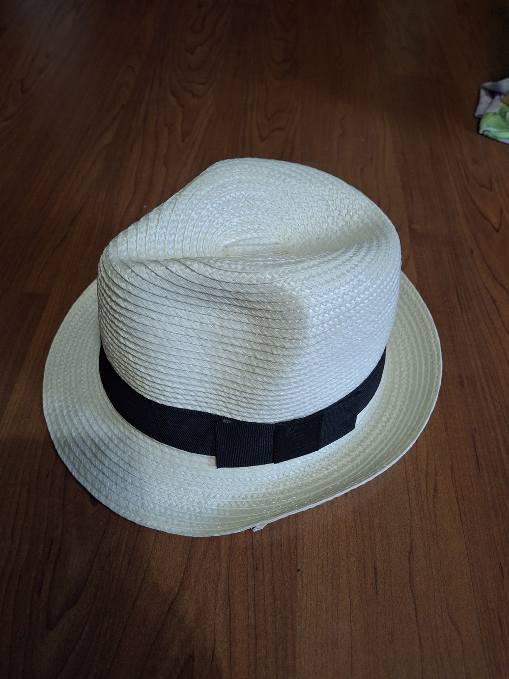 Classic Cream Straw Fedora with Black Band - Women